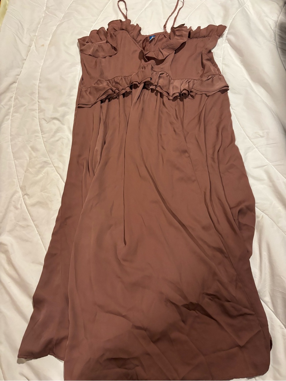 Old Navy Mauve Brown Ruffle-Trim Slip spaghetti strap Midi Dress size XL
